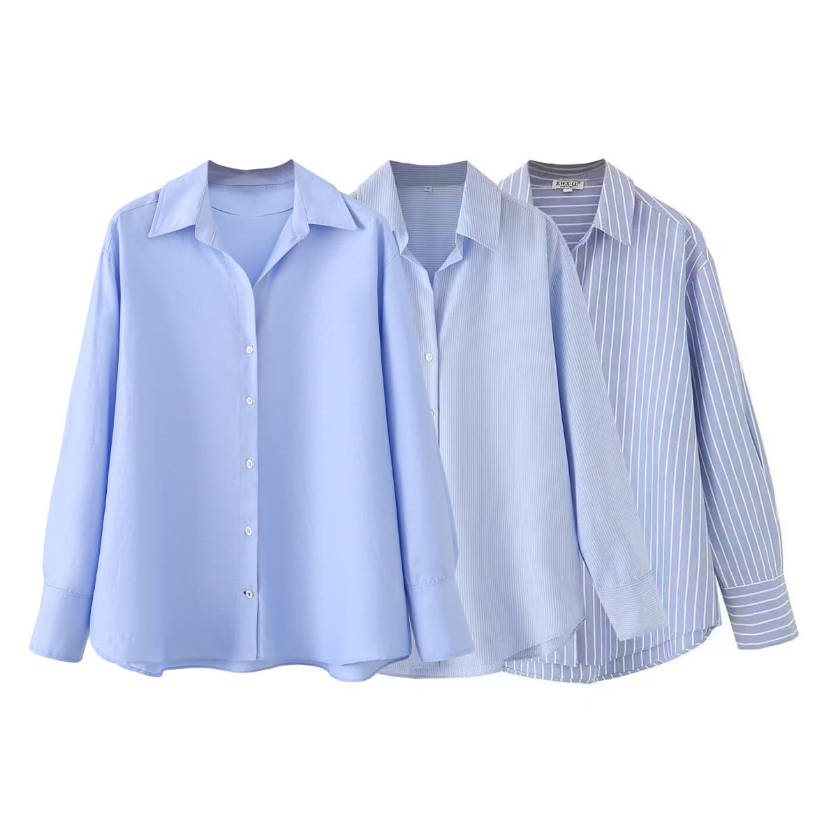 TAOP&ZA women's 2026 new summer style three-color long-sleeved flap collar basic Oxford shirt 8741251