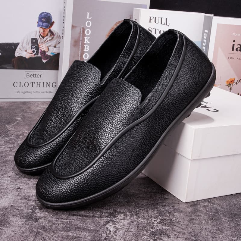Men's cross-border leather shoes, simple loafers, comfortable soft-soled shoes, slip-on walking shoes, flat shoes, foreign trade wholesale.