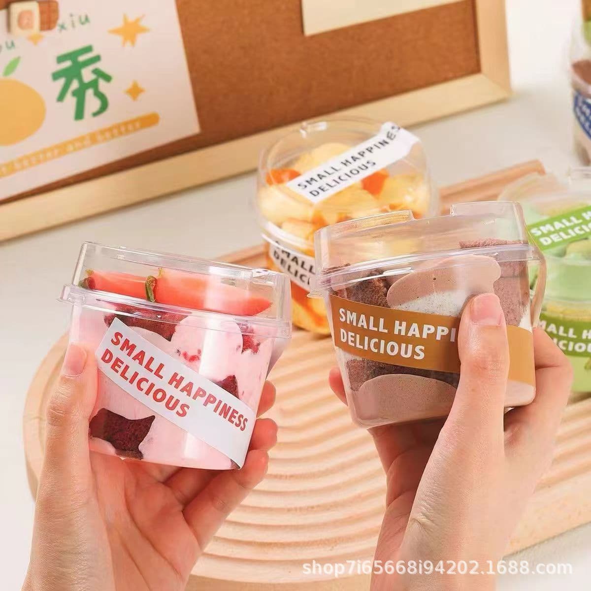 Yogurt Pudding Cup Cheesecake Mousse Cup Double Skin Milk Ice Cream Ice Pop Transparent Dessert Packaging Box