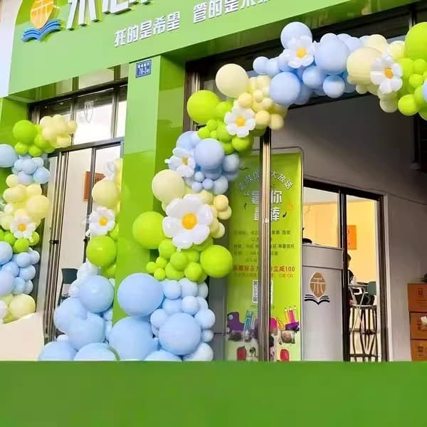 Fresh Marka blue and yellow balloon arch opening atmosphere decoration shopping mall store anniversary store celebration scene layout