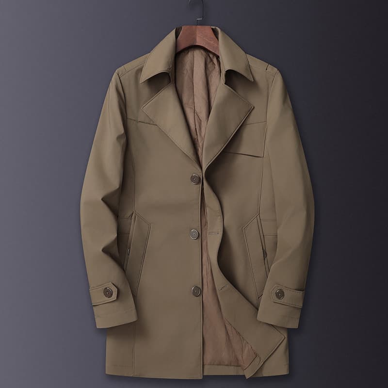Clearance Mid-Length Padded Windbreaker Men, Spring/Autumn Lapel Middle-Age Casual Tailcoat Jacket Men's M5051