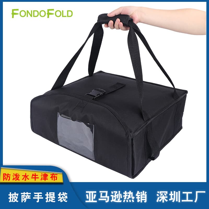 Black Oxford Cloth Pizza Delivery Bag Water-proof Rain-proof Takeaway Bag Pizza Delivery Box Factory Tote Bag