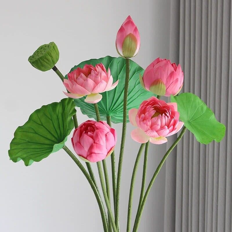 New Chinese style lotus leaf feel lotus artificial flower Chinese silk lotus artificial flower ornaments hotel home hydroponics