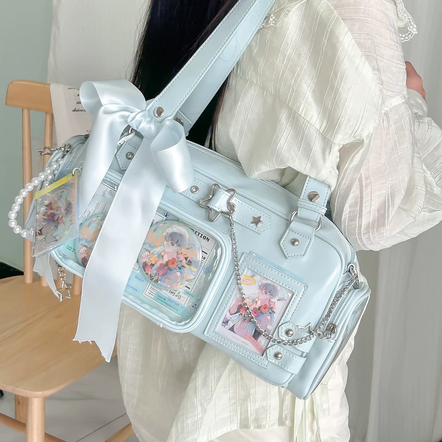 2026 New Large Capacity Anime Ita Bag Fashion Simple School Style Single Shoulder Handheld Tote Bag