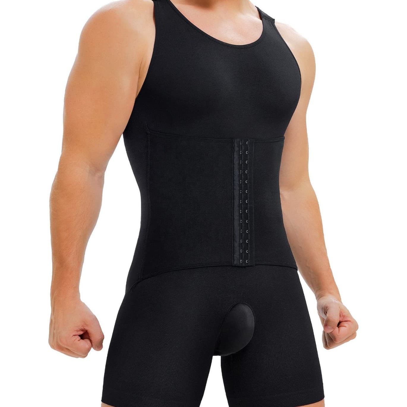 Cross-border Men's Shapewear Bodysuit Waist Slimming Shapewear Open Crotch Vest Tummy Control Slimming Undershirt High-end Men's Shapewear