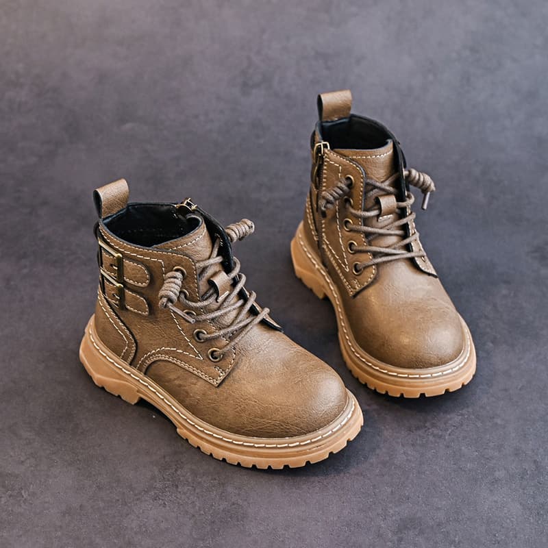 Boys' Martin Boots 2025 Autumn/Winter New British Style Boy Ankle Boots, Children's Fleece-Lined Warm Boots Trendy Single Boots