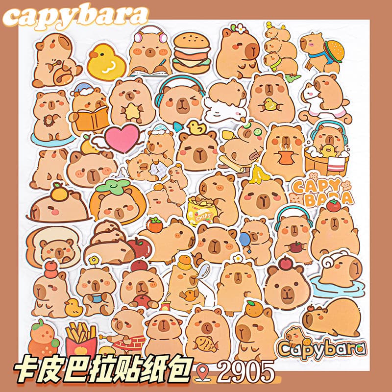 Capybara Sticker Pack Cute Water Pig Scrapbooking Stickers DIY Self-Adhesive Phone Cup Decorative Stickers