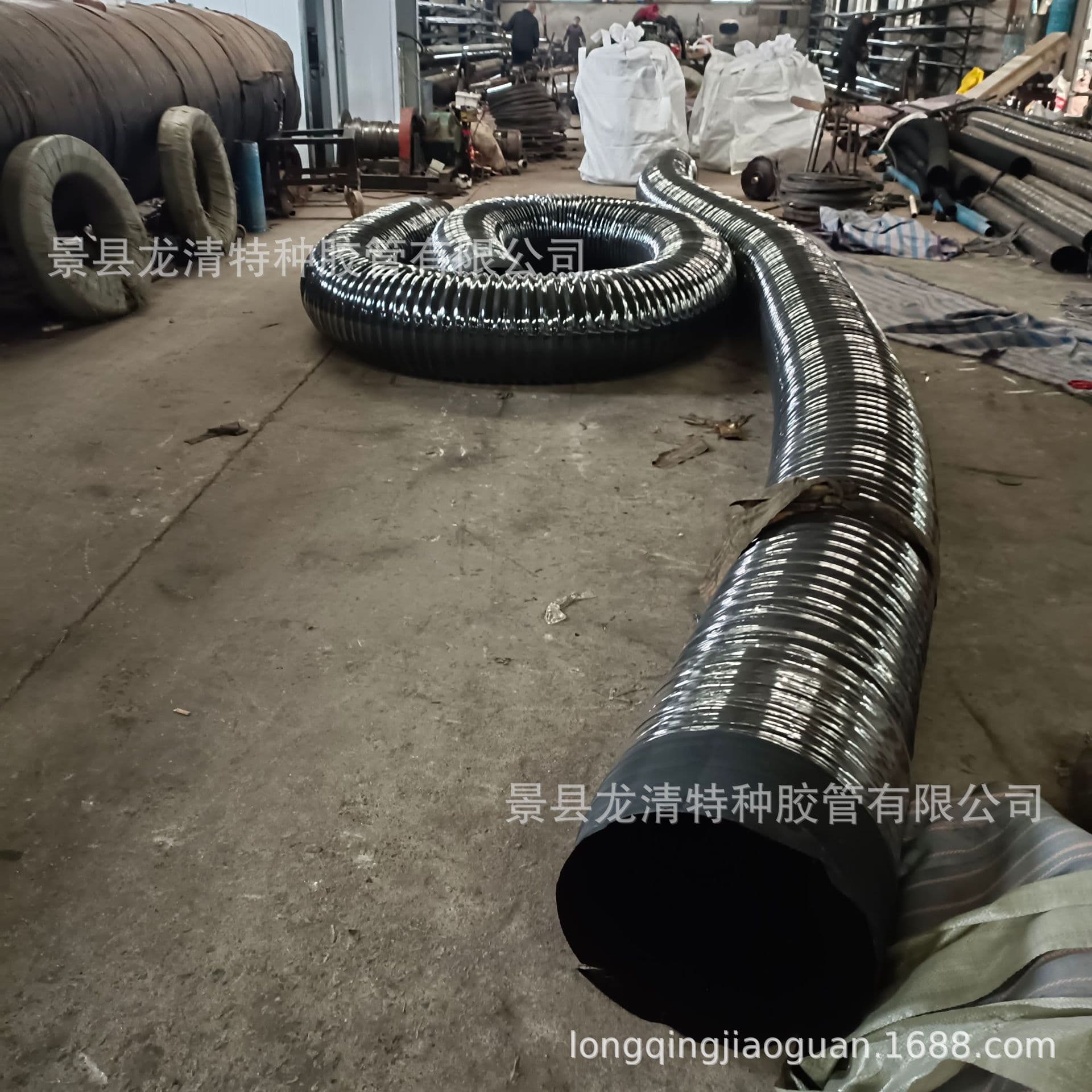 Supply Curved Expandable Air Hose, Steel Wire Reinforced Ventilation Rubber Hose, Large Diameter Vacuum Corrugated Hose