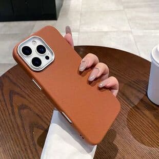 Korean Ins Simple Solid Color Leather Texture Shockproof Full Coverage Phone Case for iPhone 17 Pro Max, New Model for iPhone