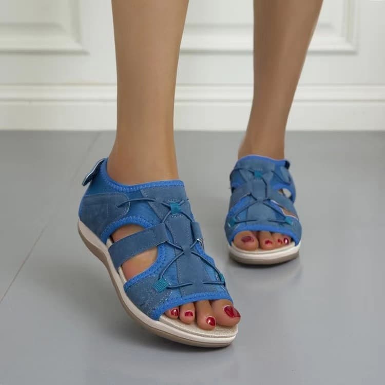 Thick Sole Sandals In Stock Summer Beach Shoes Women Round Toe Breathable Casual Sandals Export Large Size Flat Beach Sandals