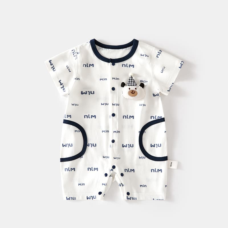 Baby summer ice oxygen cotton short-sleeved jumpsuit newborn boneless hayi air-conditioned clothing baby toddler crawling suit