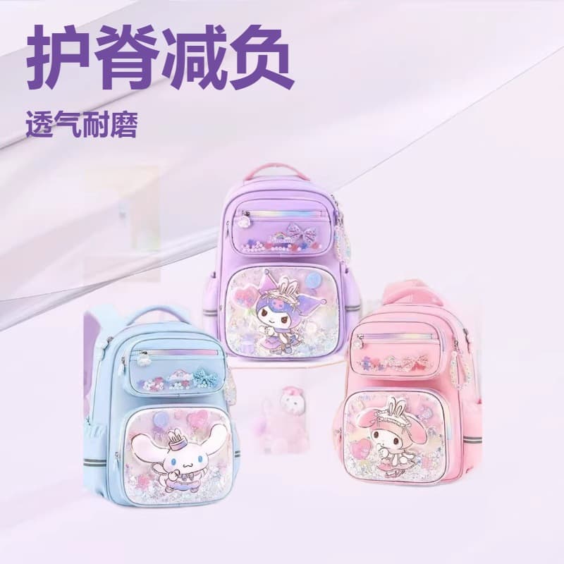 Primary school students' schoolbags for girls in grades 1, 2, 3 to 6, Kuromi's new style girls' burden-reducing spine protection girls' backpacks