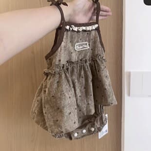 Baby Summer Floral Cotton Sleeveless Bodysuit, Thin Vintage Style Infant Summer Clothes for Girls