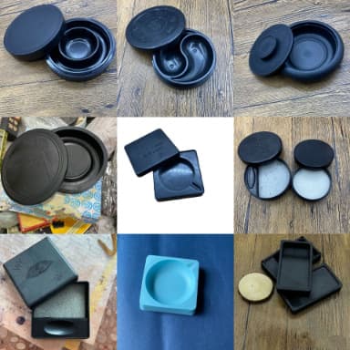 Wholesale 4-inch Plastic Inkstones for Elementary Students, Training Class Square Ink Boxes with Tai Chi Design