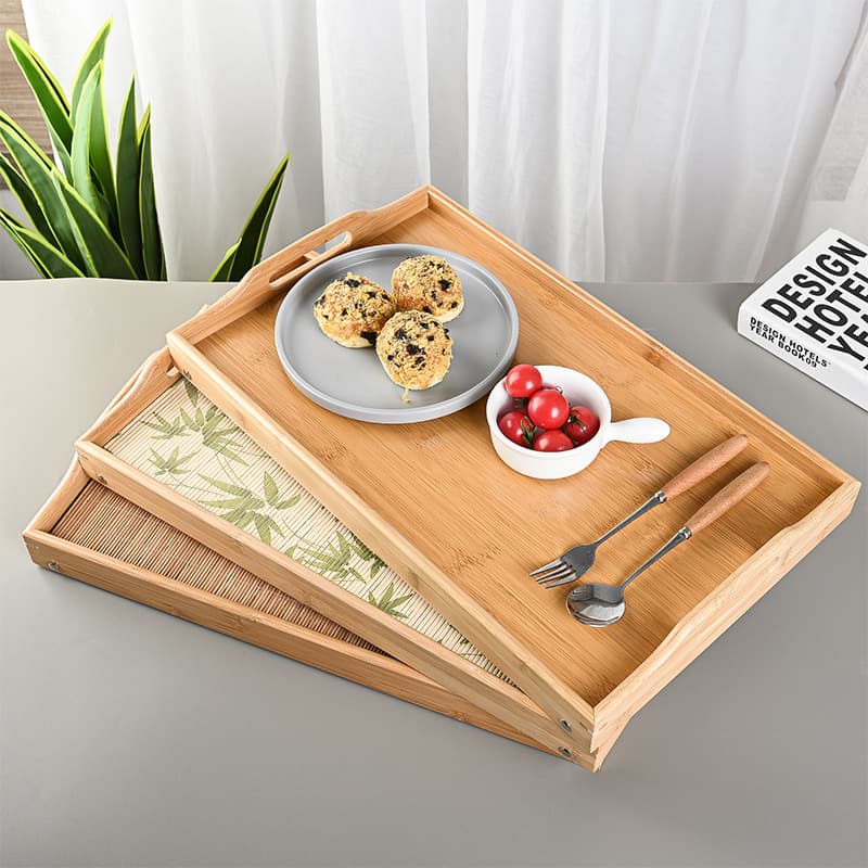 Bamboo Wood Rectangular Serving Tray Plate Hotel BBQ Mat Paper Home Commercial Double Ear Wooden Bread Plate