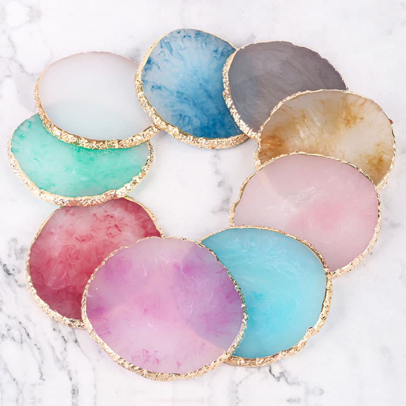 Cross-border Nail Art Tool Gold Rim Resin Palette Imitation Crystal Agate Palette Nail Tip Display Tray