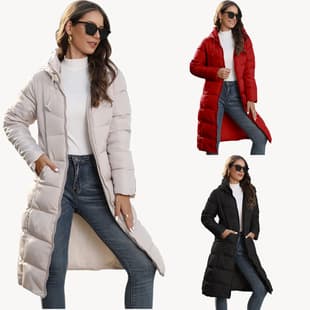 Cross-border Trade Winter Hooded Women's Cotton Coat Mid-length Slim Fit Cotton-padded Jacket Warm Down Cotton-padded Women's Outerwear
