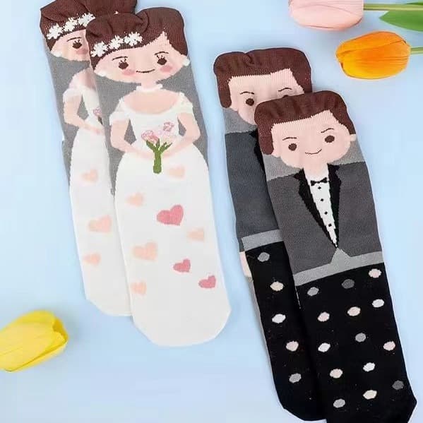 Wedding Set Socks Bride and Groom Socks Couple Socks Wedding Gift Socks Valentine's Day Mid-Calf Cotton Socks