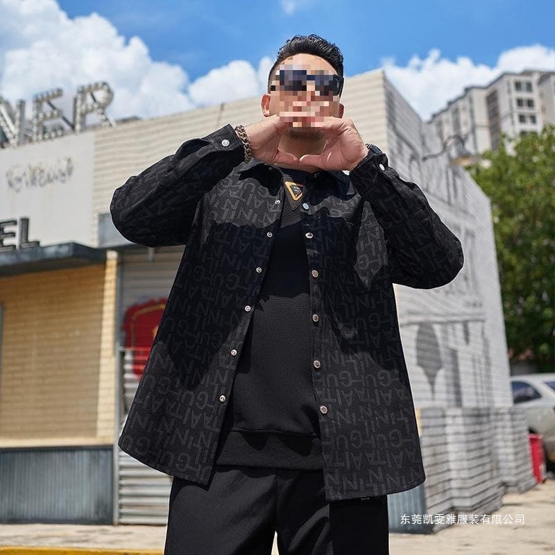 Plus Size Men's Autumn Ins Trendy Streetwear Cool Shirt-Style Jacket Extra Large 300 Jin Denim Outerwear Men