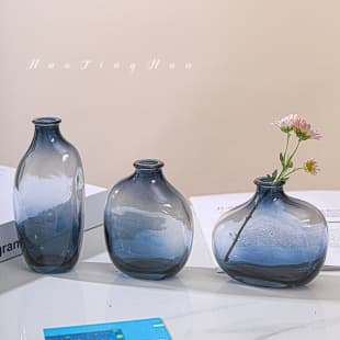 Ins-style simple glass small vase for hydroponic plants, home decoration, living room flower arrangement ornament