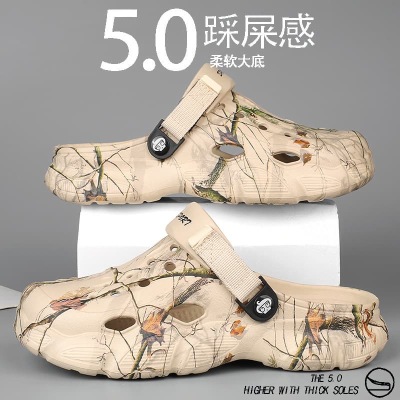 Foreign trade men's summer breathable camouflage toe-toe slippers, non-slip trendy fashionable clogs, outdoor casual beach shoes