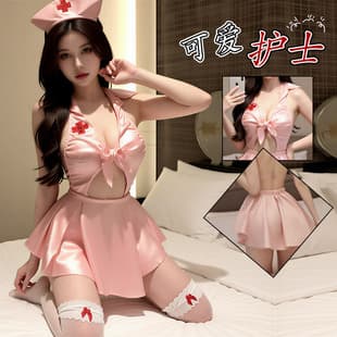 Sexy Nurse Role Play Lingerie Backless Uniform Temptation Pure Desire Easy Off Sleepwear Set 9576