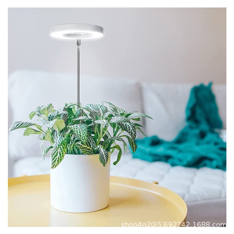 LED Plant Grow Light, Sunlight-Mimicking Full Spectrum, Indoor Potted Plant Telescopic Arm Angel Ring Fill Light, USB