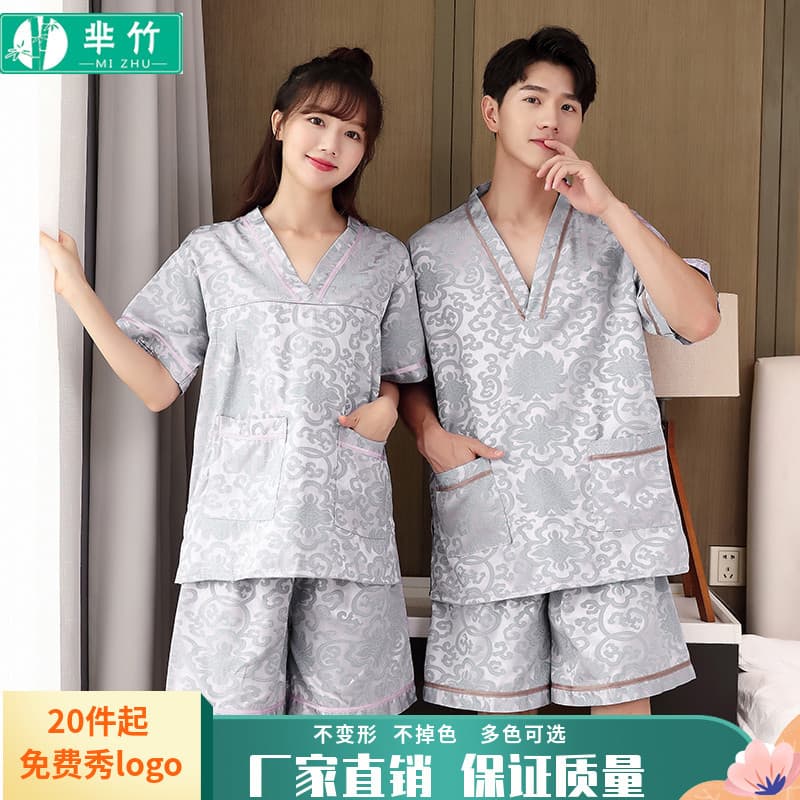 Cotton Jacquard Sauna Suit for Women, Men, and Couples – Beauty Bath, Massage, Moxibustion, Foot Therapy Sleepwear