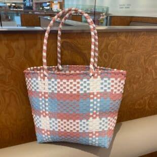 New Woven Shopping Basket Bag, Handbag, Gradient Color Vacation Beach Bag, Shopping Bag, Woven Bag, Gift Bag