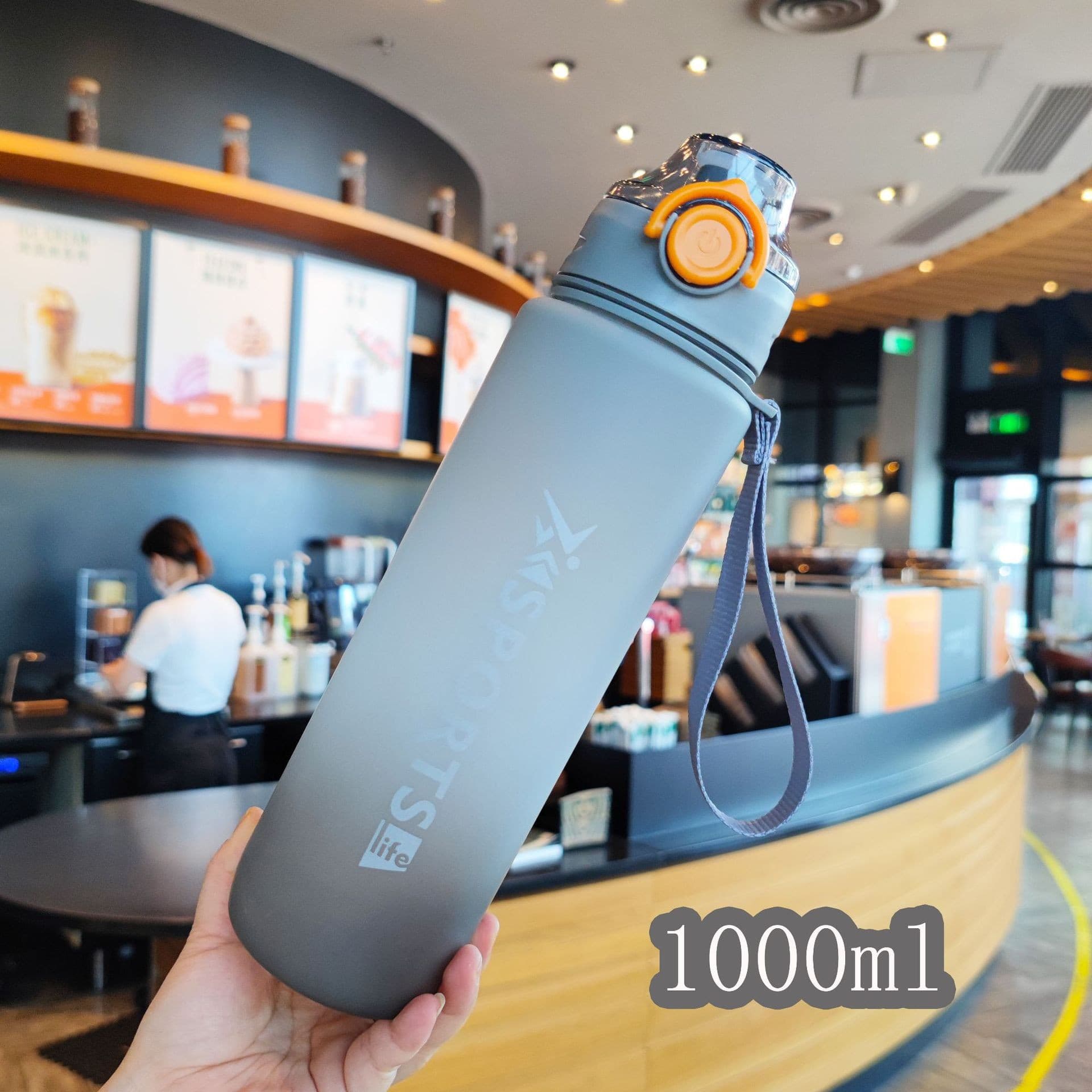 Summer Scale Gradient Plastic Water Bottle Frosted Sports Water Bottle Portable Handle Pop-up Lid With Tea Strainer Travel Cup