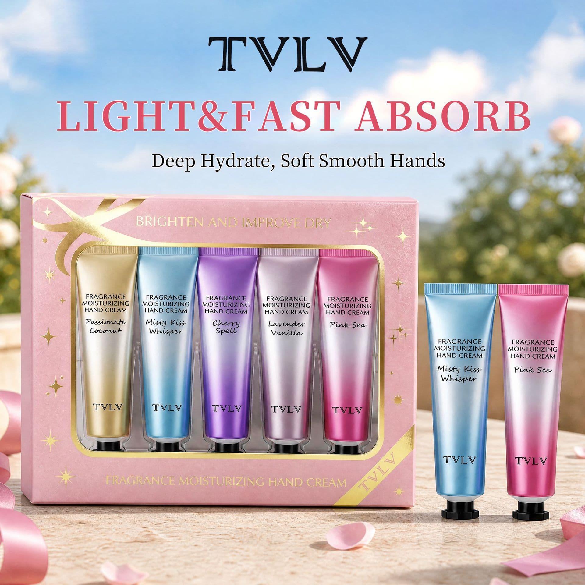Cross-border TVLV Fragrance Moisturizing Hand Cream Set, Autumn/Winter Hydrating, Refreshing, Non-Greasy, Long-Lasting, Export Model