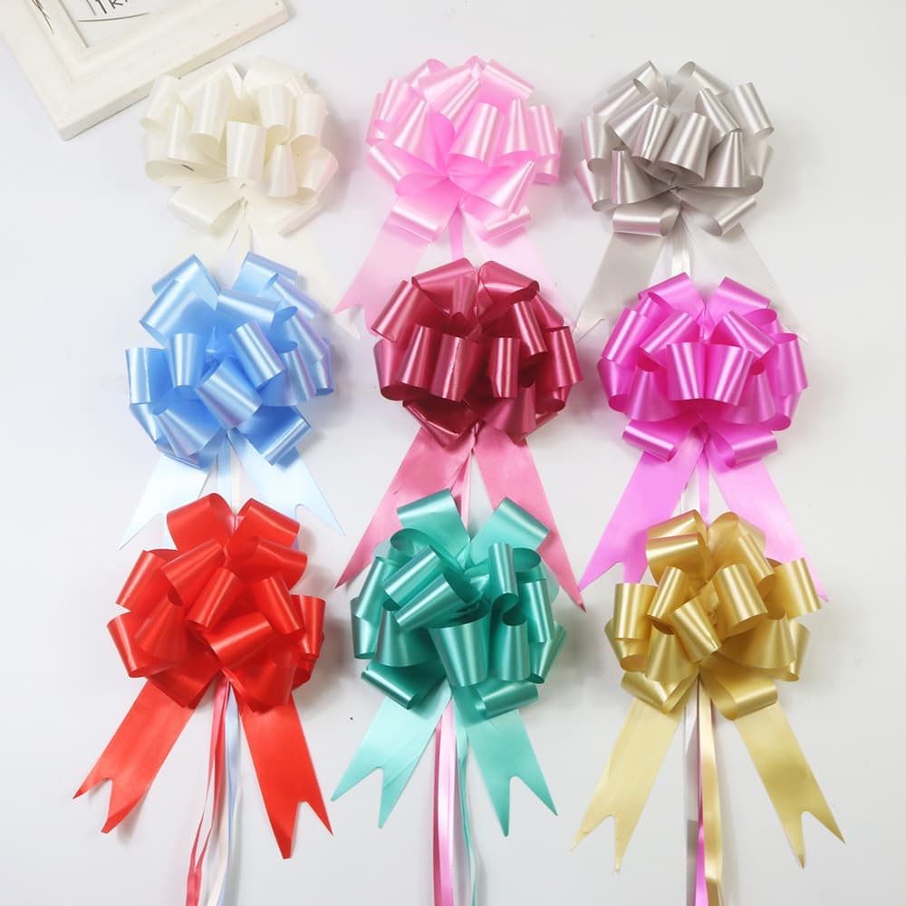 Cross-border Christmas streamer ribbon, holiday party gift box packaging ribbon, 30# 3D spherical hand-pulled flowers.