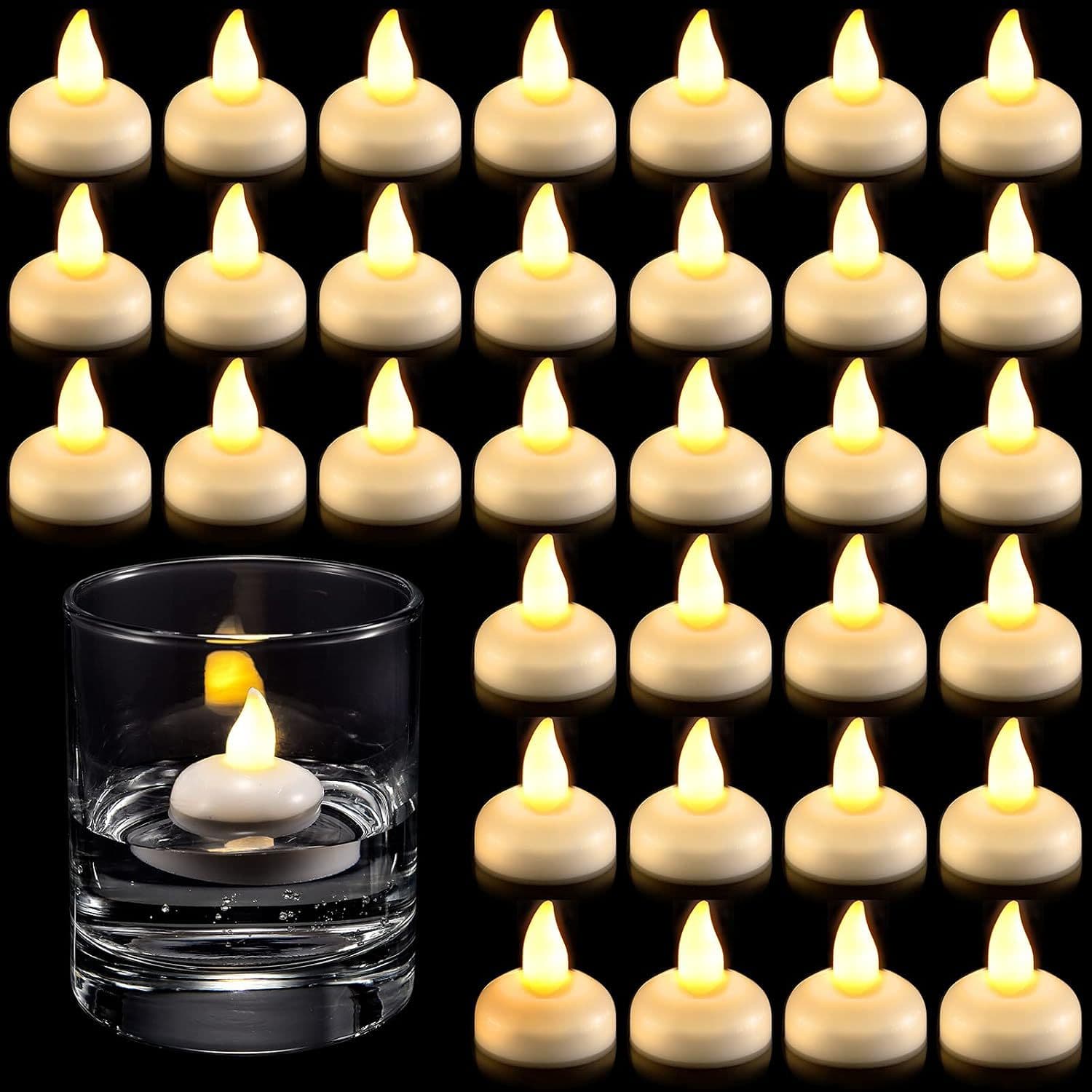 Floating Water Candle LED Waterproof Electronic Candle Light, Lights Up When Exposed to Water, Water Decoration for Weddings, Confessions, and Proposal Props
