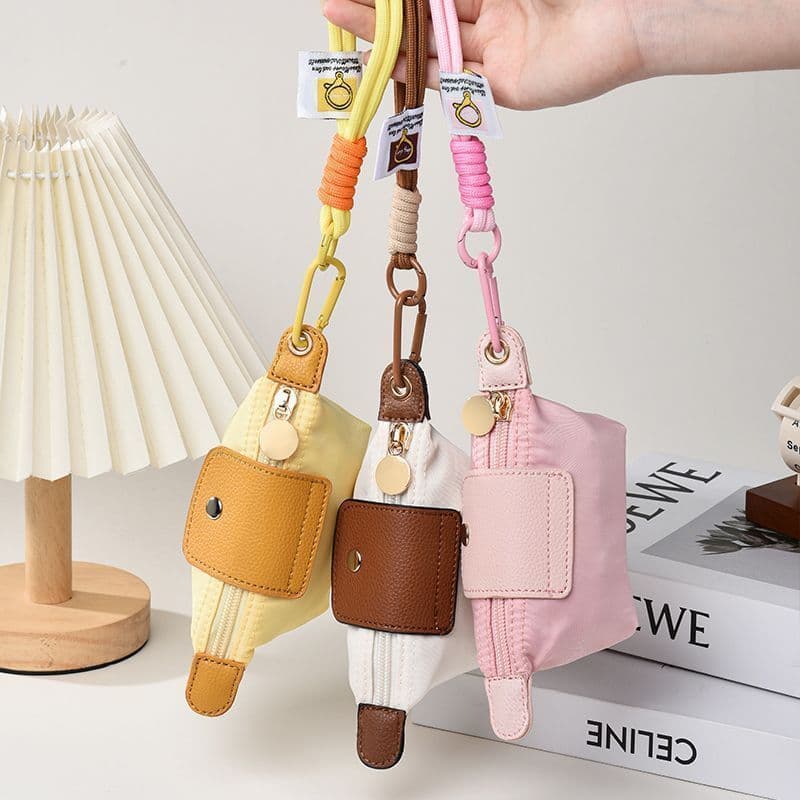 Contrast color mini dumpling bag for men and women, nylon small bag, car key, lipstick storage bag, headphone bag pendant