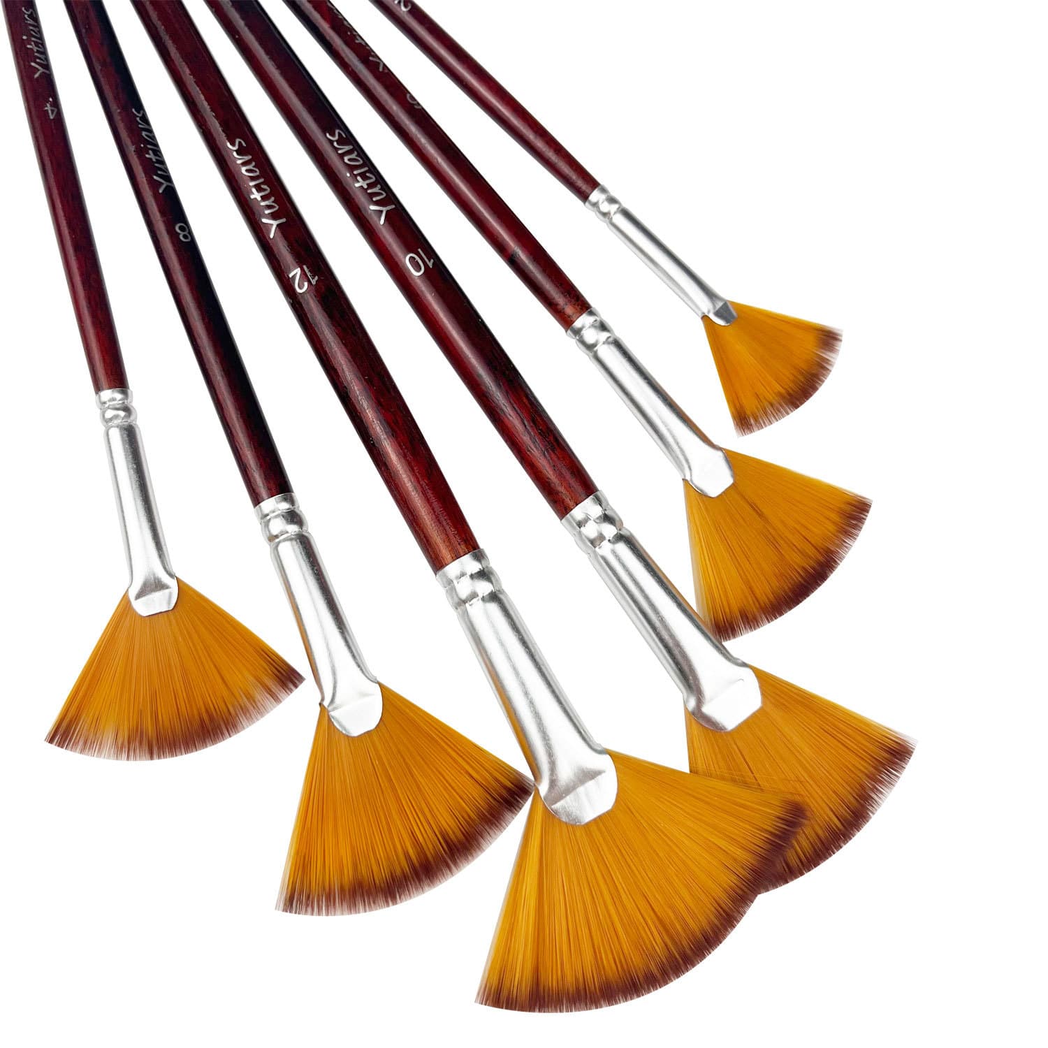 Art Supplies 6-Piece Nylon Fan Brush Set Gouache Brushes Fish Tail Fan Watercolor Brushes Single Gouache Brush Oil Painting