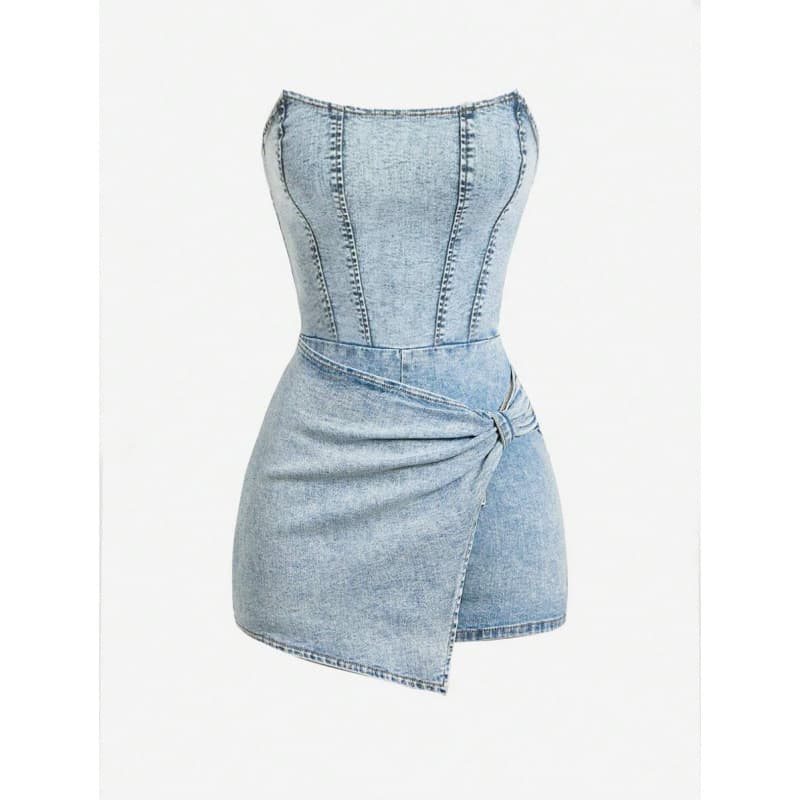 X 59744 Spicy Girl Bandeau Denim Jumpsuit