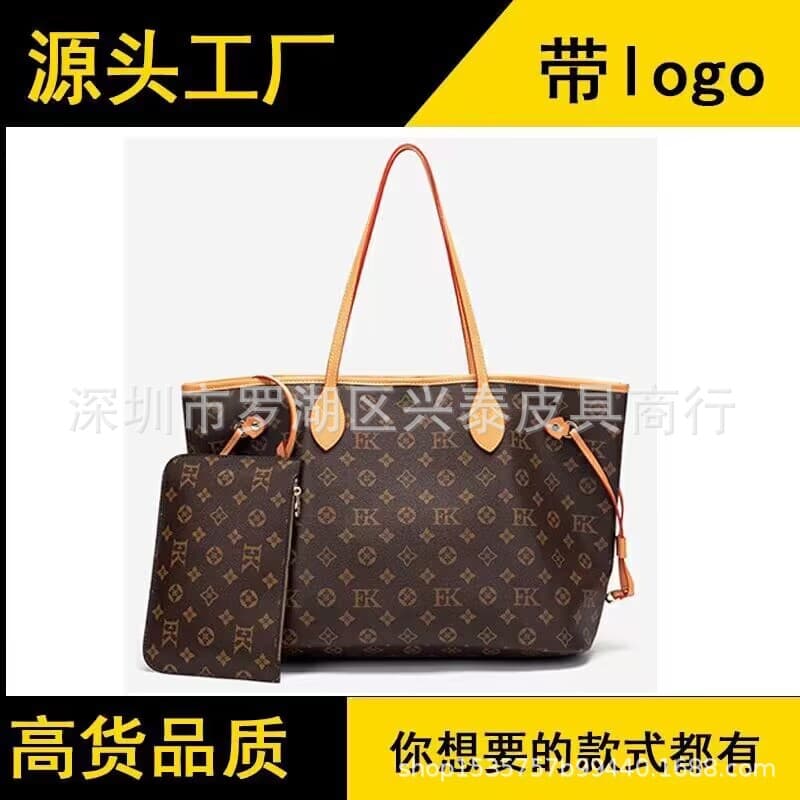 European and American New Style Genuine Leather Women's Bag Monogram Logo M&LV Tote Bag Neverfull Shopping Bag Nano Pillow Bag