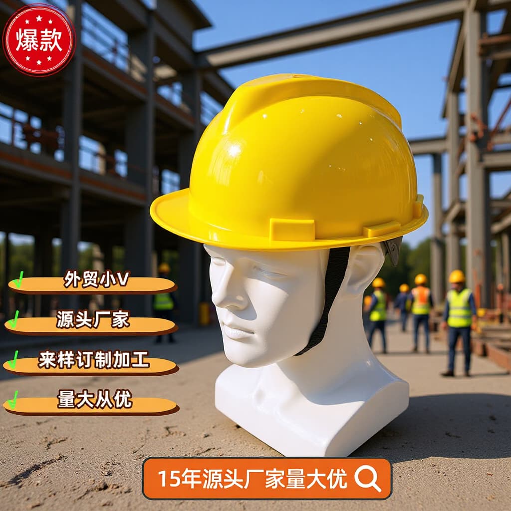 V-shaped indoor decoration labor protection large-brim actor prop warning PE safety helmets, specialized for foreign trade export.