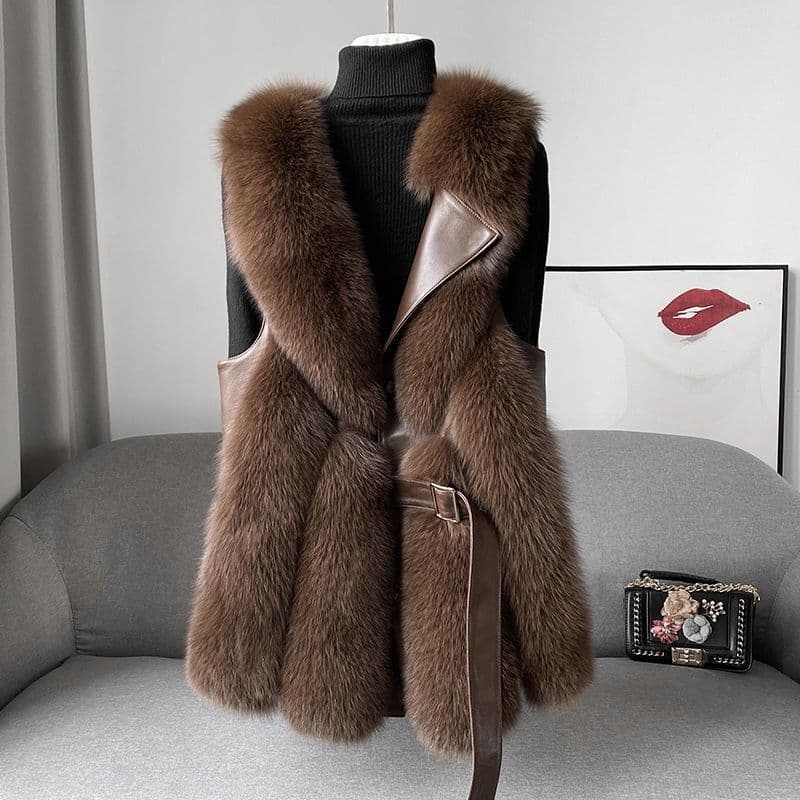 Faux Fur Vest 2024 Stylish Winter Outerwear Thickened Faux Fox Fur Sleeveless Jacket Fashionable Youth Style