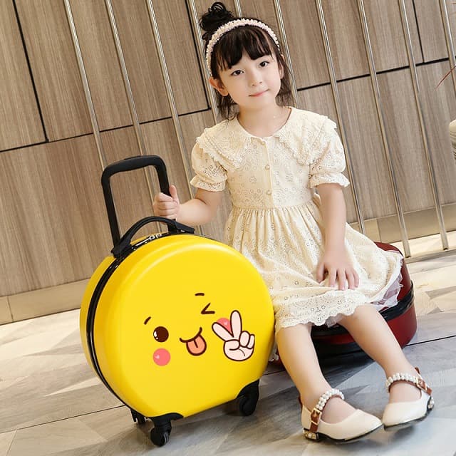 Children's suitcase for boys and girls, small 18-inch cartoon trolley case, universal wheels, cute suitcase with logo printable