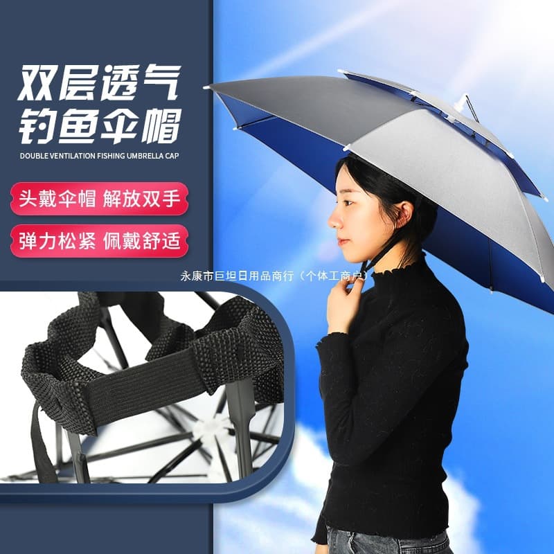 Sun Hat for Farm Work, Women's Head-Worn Umbrella Hat, Large Foldable Fishing and Tea-Picking Hat with Rain and Sun Protection