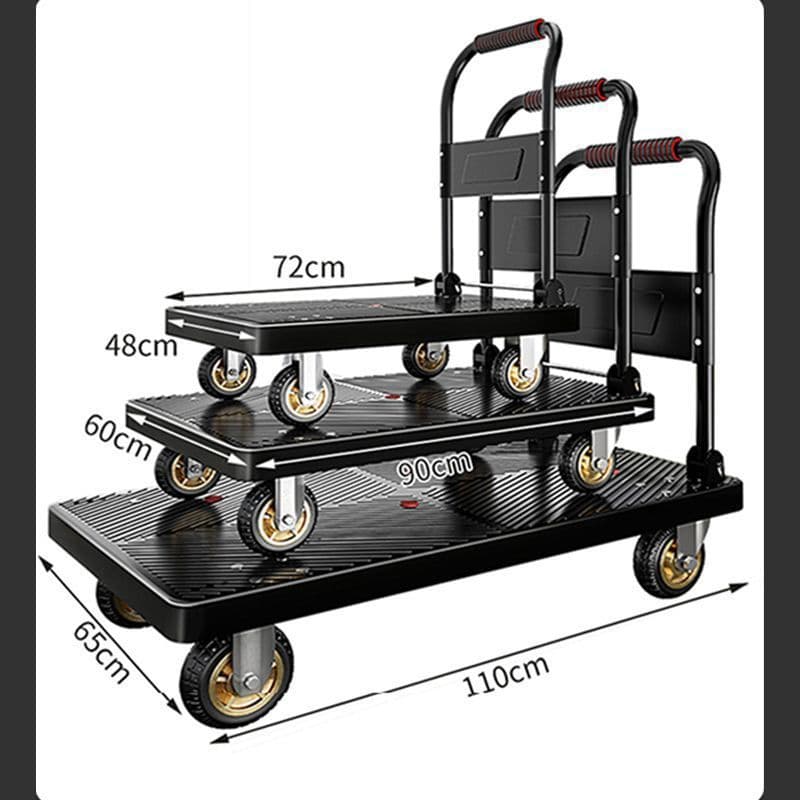 Hand Trolley, Small Pull Cart, Foldable Silent Household Cargo Cart for Luggage and Shopping