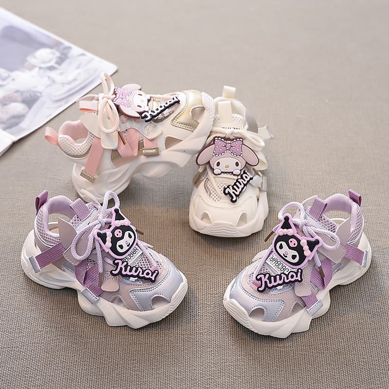 Kuromi Girls Sandals Summer 2025 New Style Toe-Covered Children's Sports Beach Shoes Soft Sole Anti-Slip Trendy Shoes