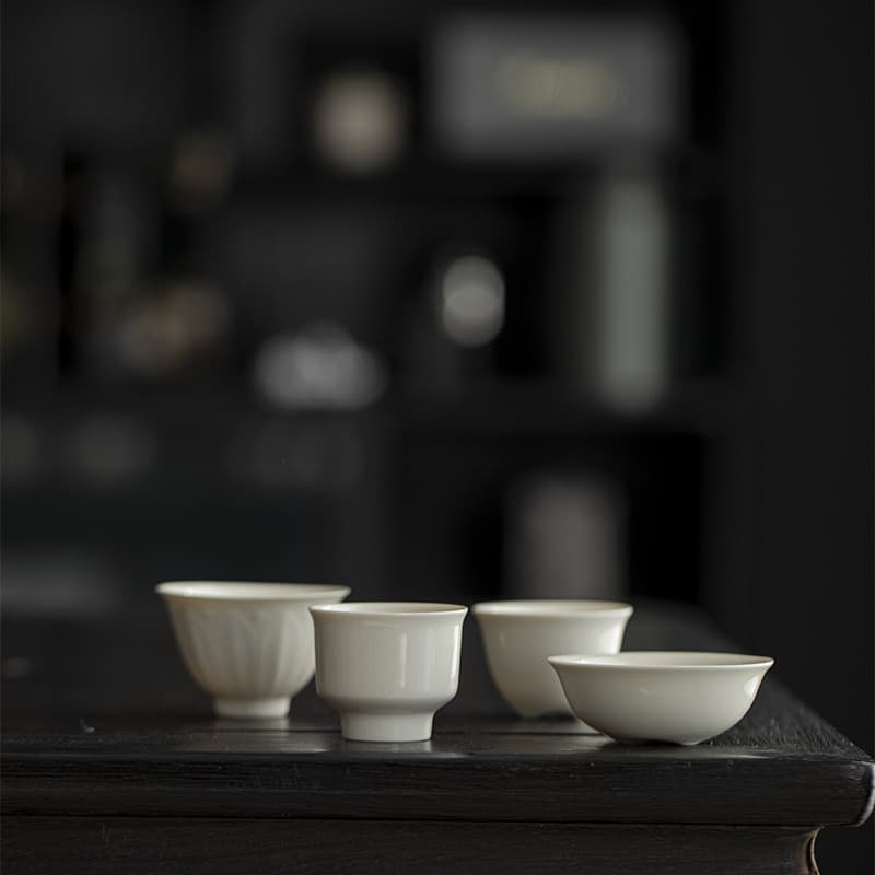 Chinese Ceramic Tea Cup Ivory White Tasting Cup Host Cup Guest Cup Small Tea Cup Kung Fu Tea Set