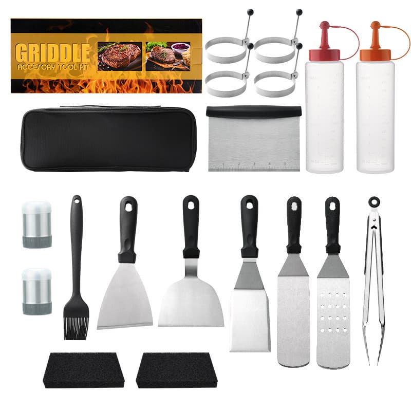 Stainless Steel Thickened Spatula and Cooking Spatula Set, Ketchup Bottle BBQ Grill Tool Set, Teppanyaki Tool Set
