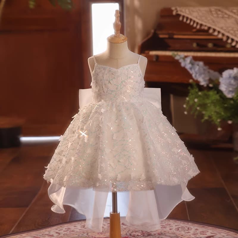 Dreamy Girl Dress Sequin Host Catwalk Piano Performance Short Skirt Birthday Flower Girl Fluffy One-Year-Old Princess Dress