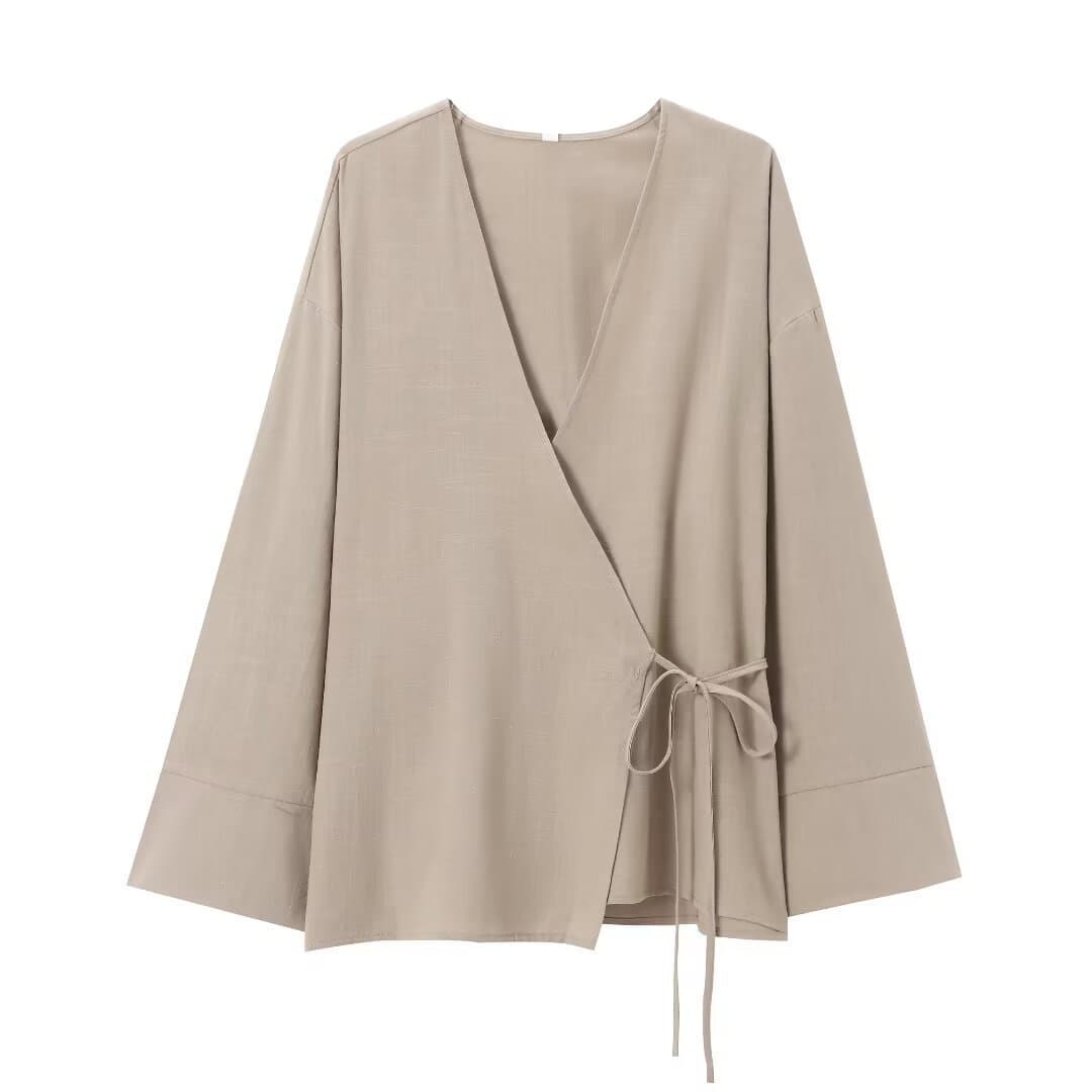 Cross-border 2024 Summer New Arrival Women's European and American Fashion Double-Breasted Kimono-Style Jacket + Pants Trendy Set