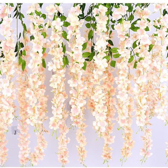 Wholesale Artificial Wisteria Flowers, Fake Wisteria Bean Flowers, Plastic Flowers, Silk Flowers, Popular Ceiling Corridor Wedding Decoration