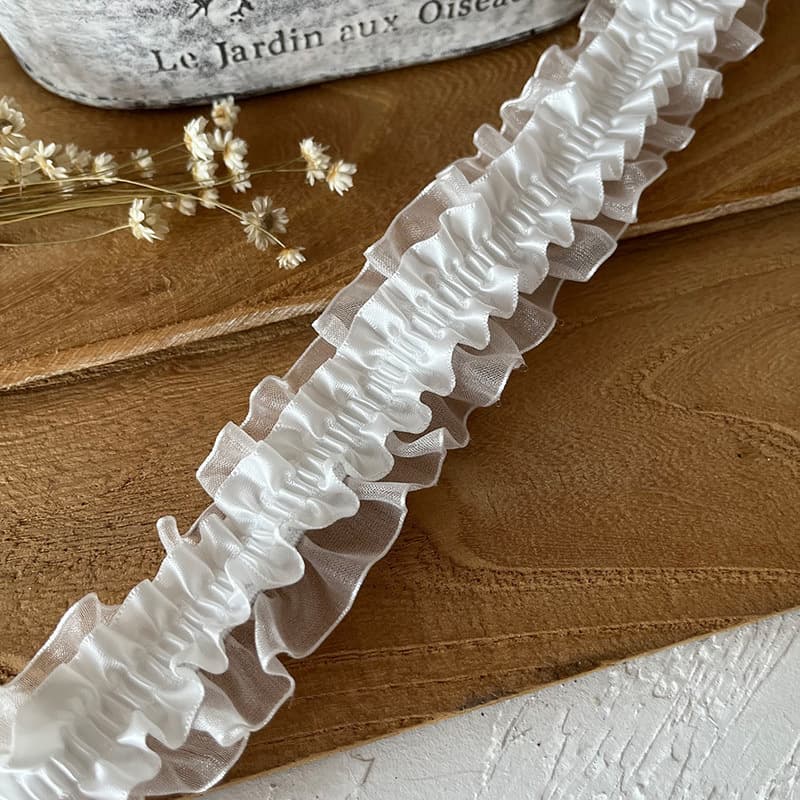4CM Wide Small Fragrance Style Double-layer Elastic Lace Trim Accessories Wood Ear Elastic Band Lolita Doll Clothing Decorative Material