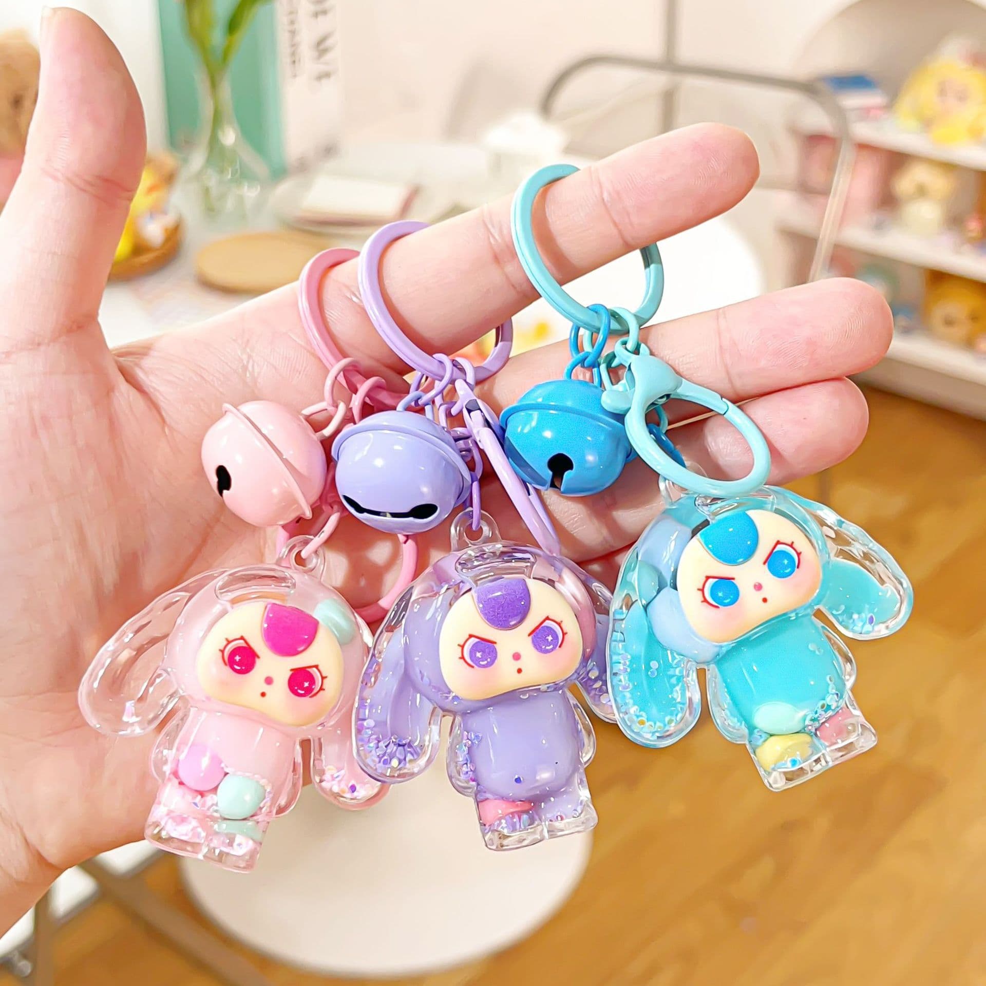 Miniature Baby 3-Year-Old Creative Cartoon Acrylic Oil-Filled Quicksand Backpack Charm Super Cute Gift Keychain